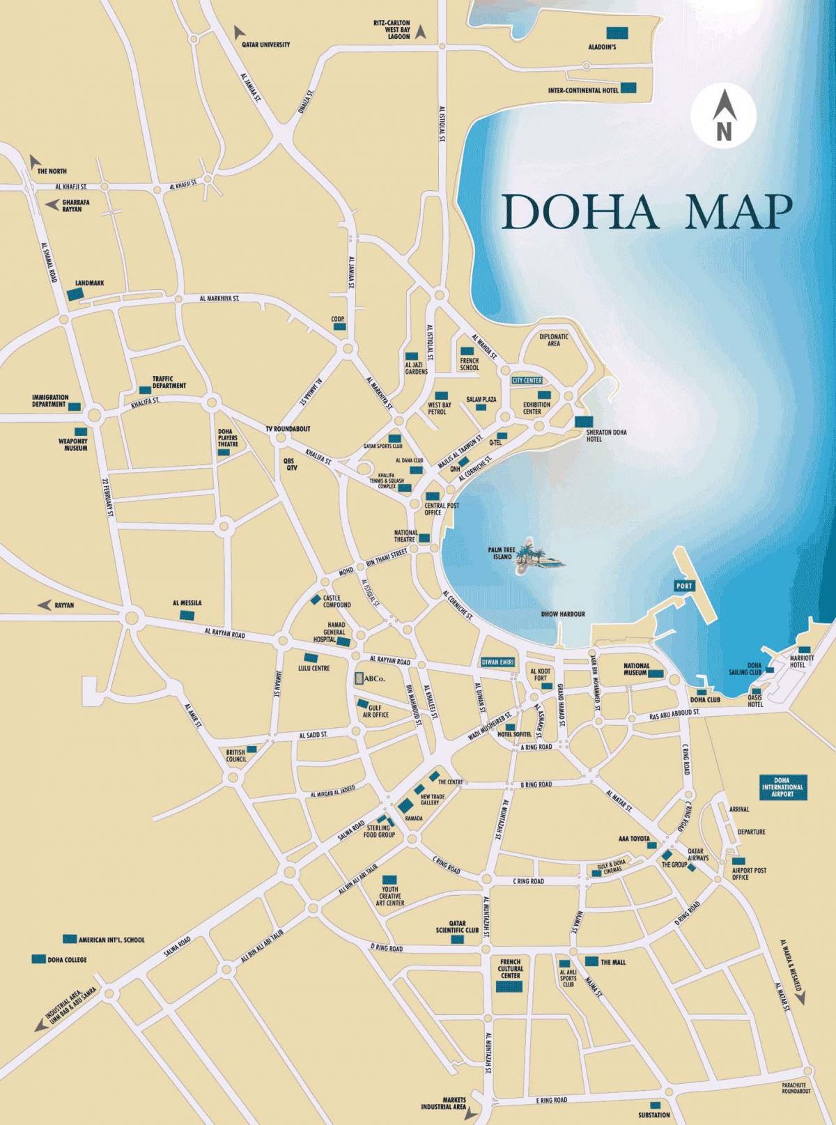 Karta över doha och qatar