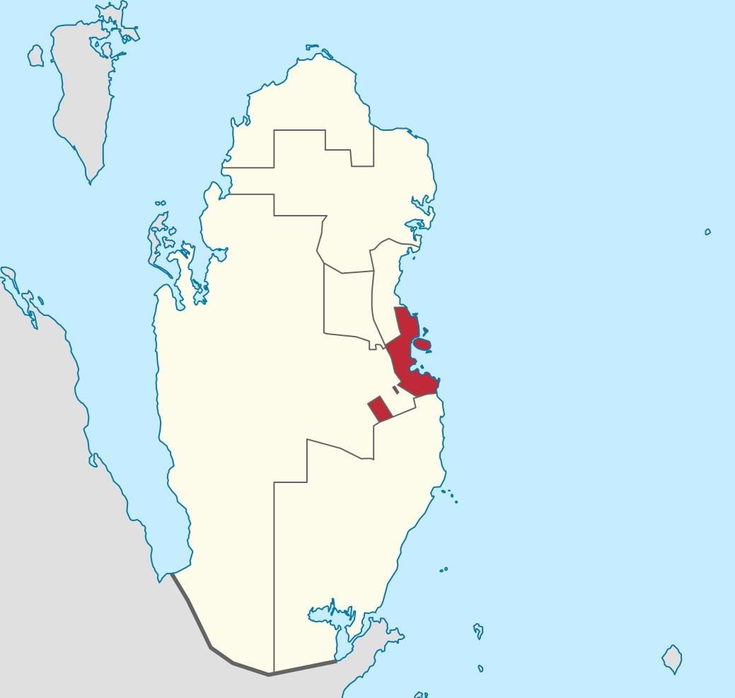 Karta över doha och qatar plats på världen