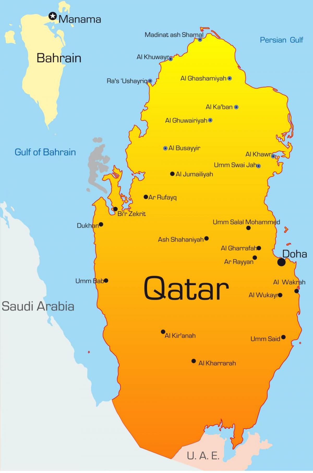 Karta över huvudstaden i qatar 
