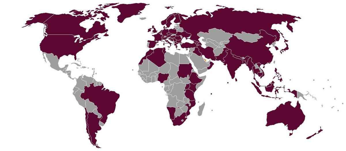 qatar airlines destinationer karta