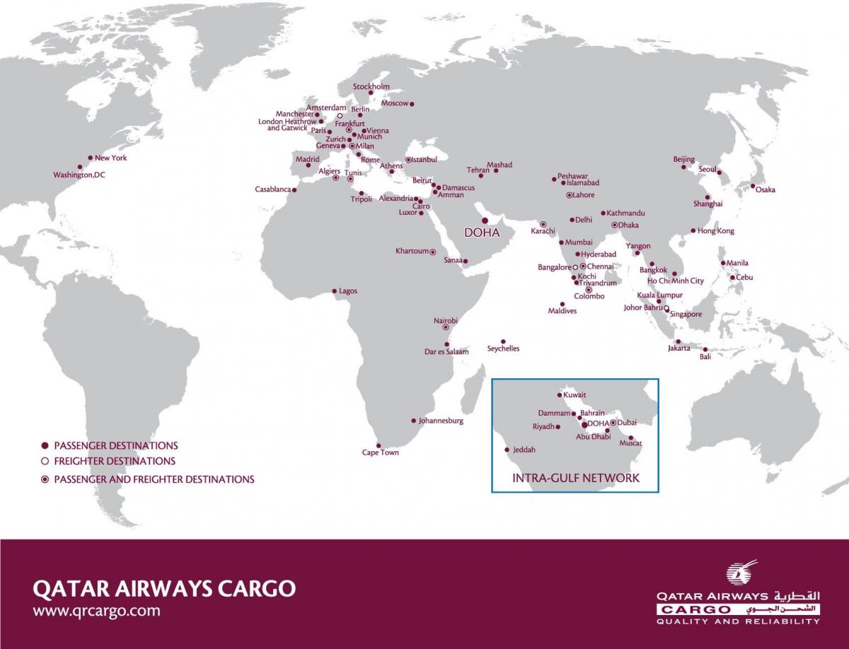 qatar airways nätverk karta