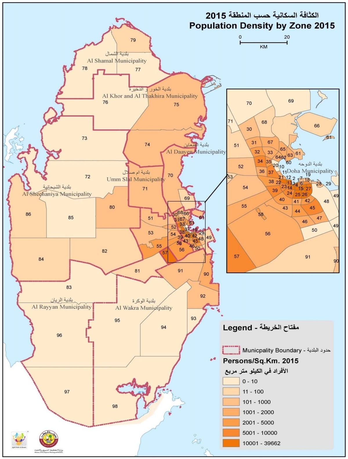 Karta över befolkningen i qatar
