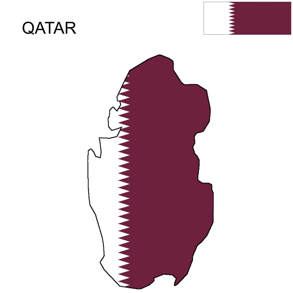 Karta över qatar flagga
