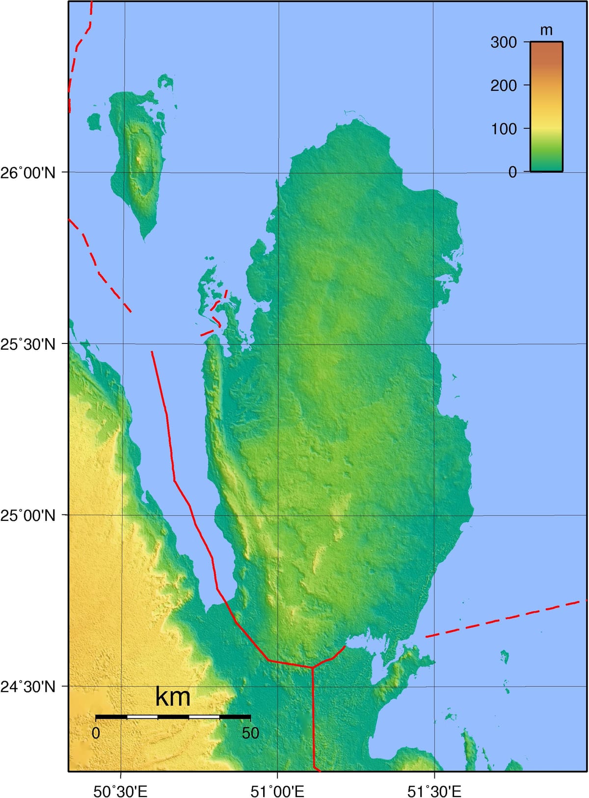 Karta över qatar geografi