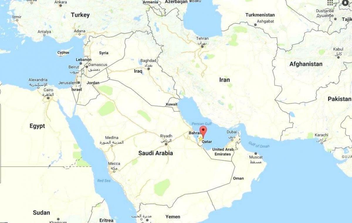 världskarta som visar qatar