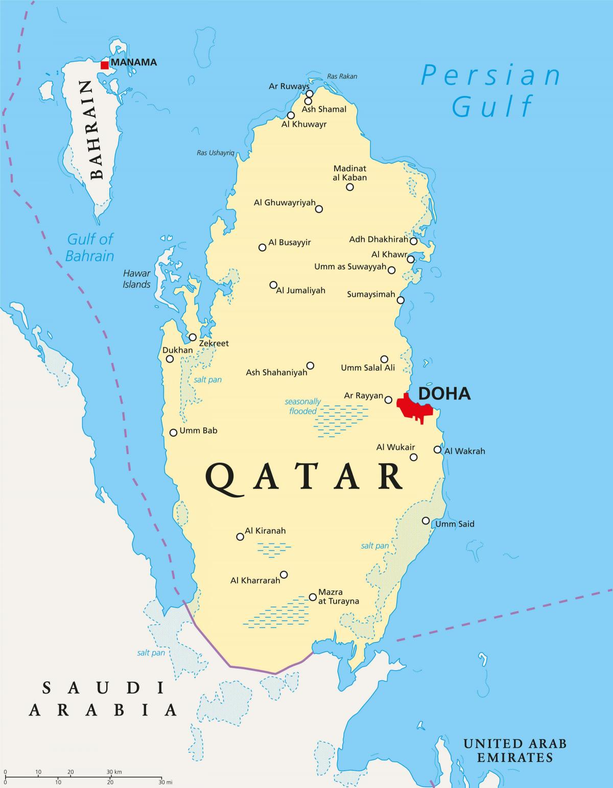 Qatar Karta Bild Karta Av Qatar Bild V Stra Asien Asien   Qatar Karta Bild 