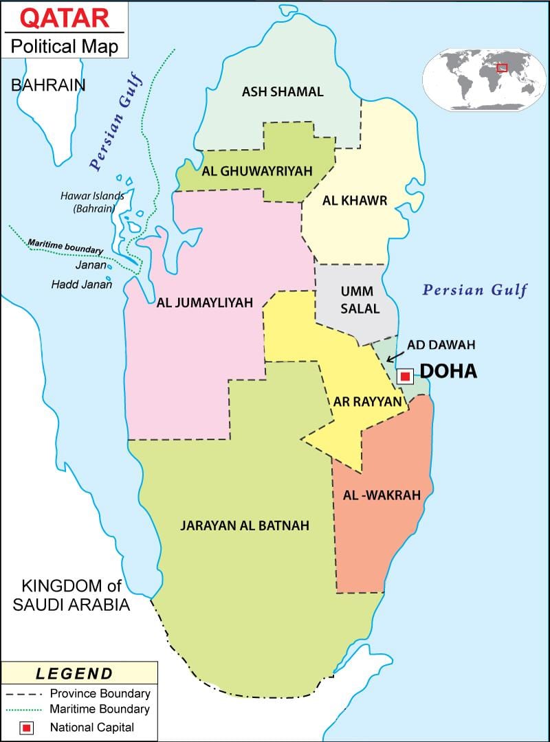 karta över regionen qatar