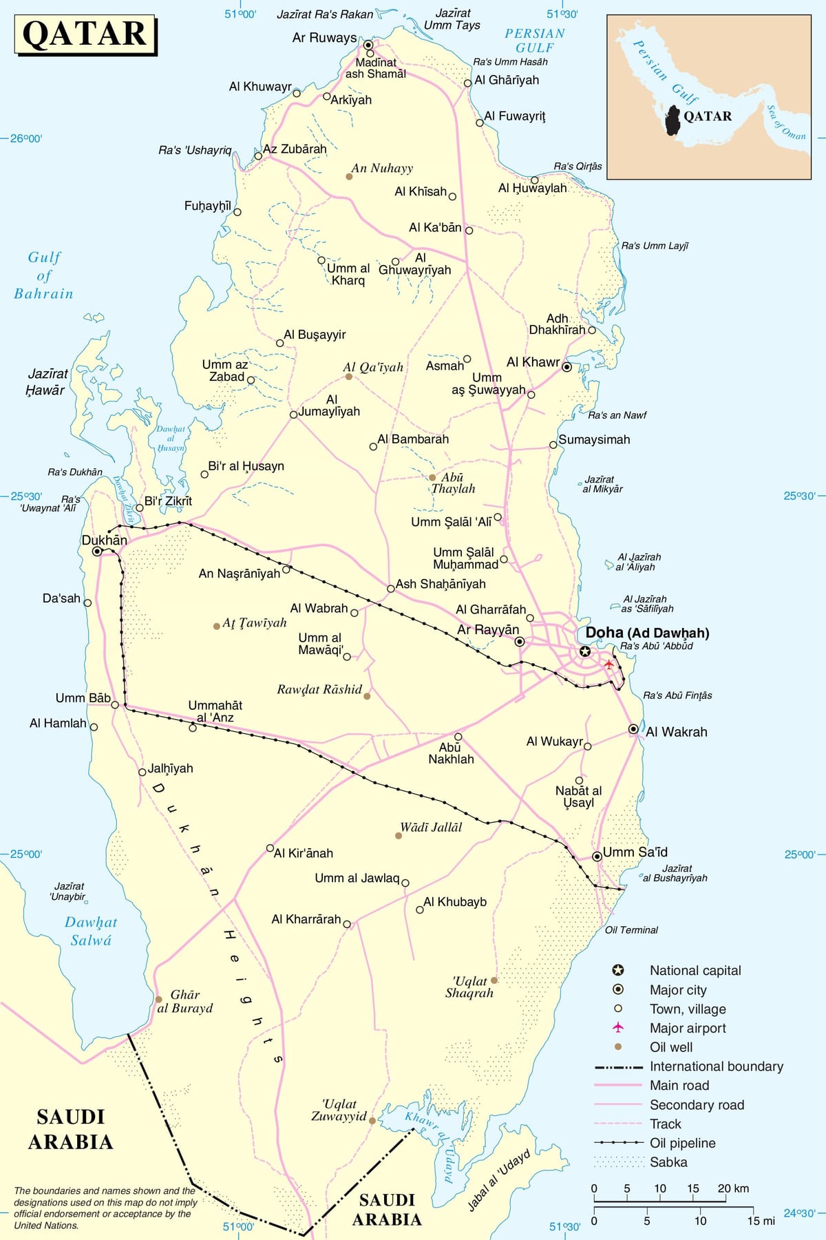qatar väg på karta