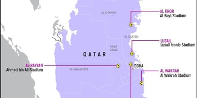 Karta över qatar vm-arenorna 